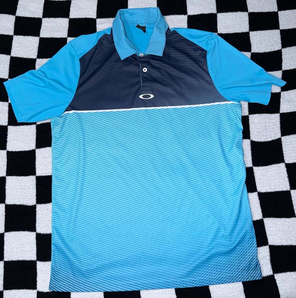 Oakley Moto Fade Golf Polo Shirt Blue Regular Fit Size S